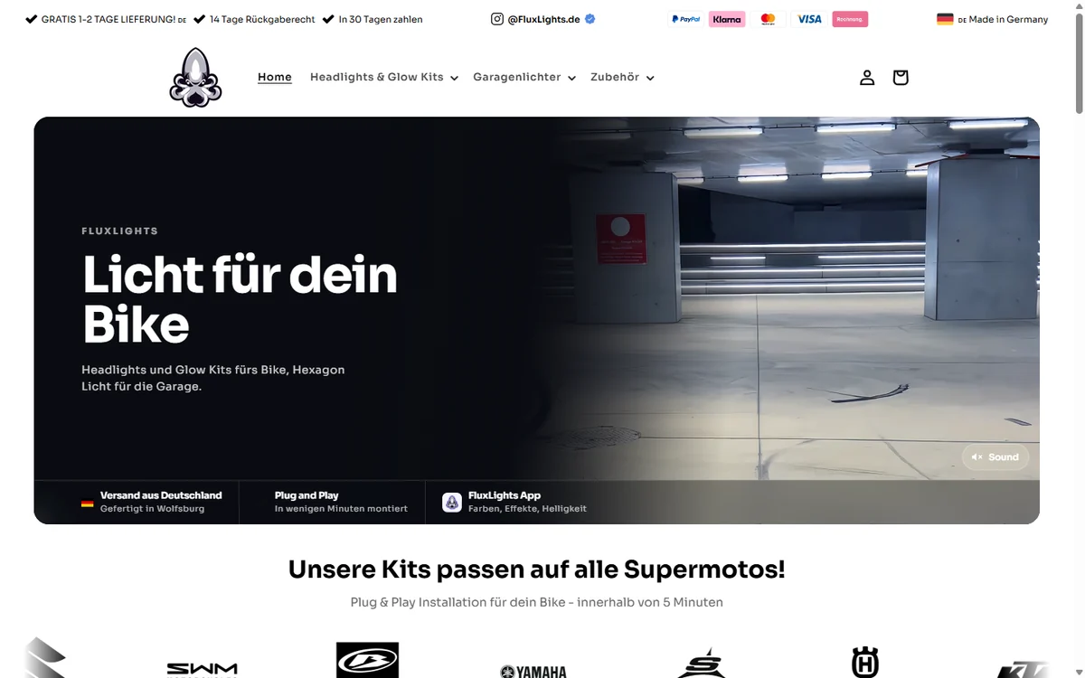 Startseite von FluxLights